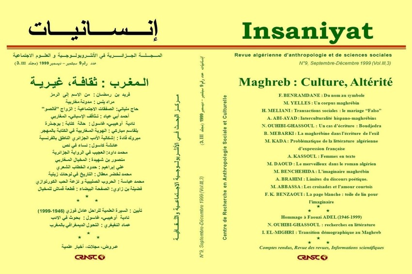 cover_caption 9 – Maghreb : Culture, Altérité