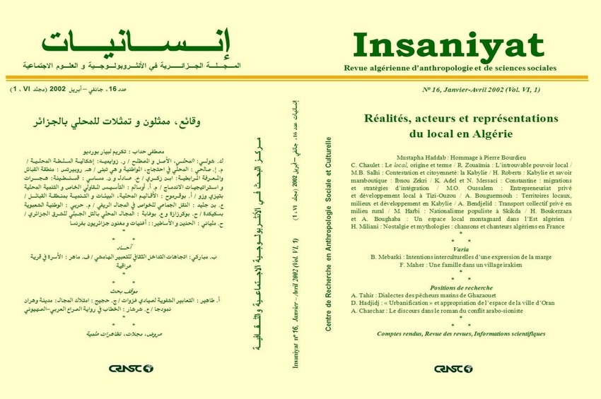 cover_caption 16 – Réalités, acteurs et représentations du local en Algérie