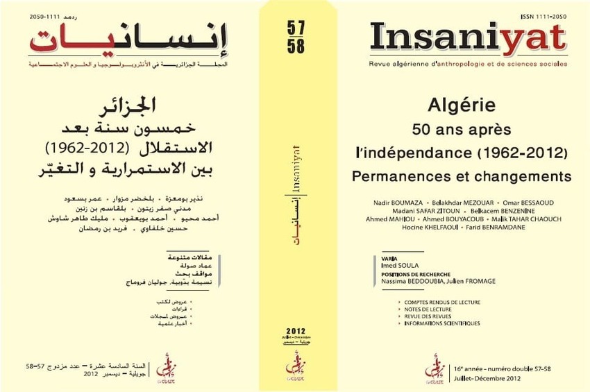 cover_caption 57-58 – Algérie : 50 ans après l’indépendance (1962-2012). Permanences et changements
